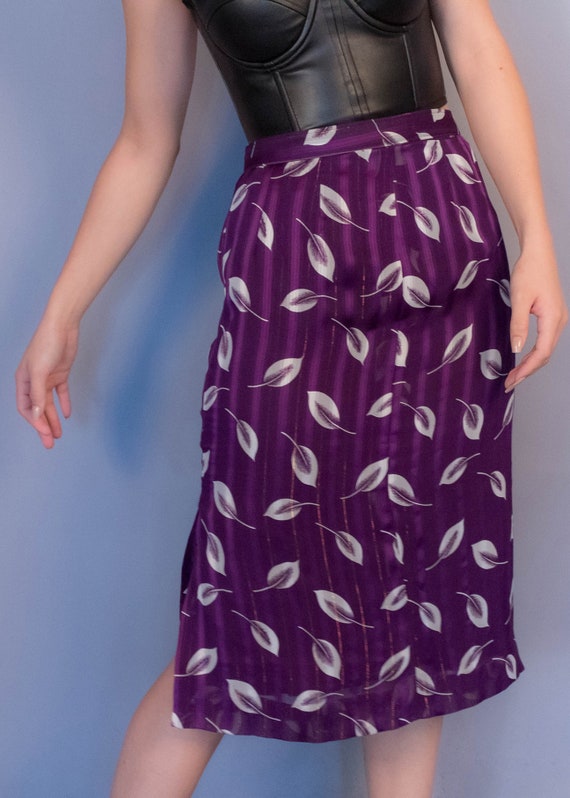 Floral Jacquard Metallic Pencil Skirt size M - image 6
