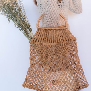 Vintage Boho Crochet Jute Market Bag image 8