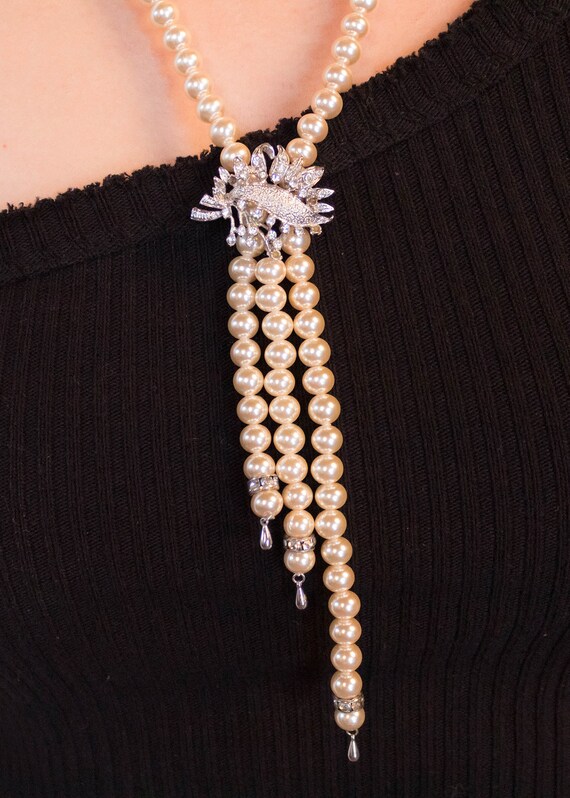 1950s Faux Pearl Baroque Adjustable Necklace - image 3