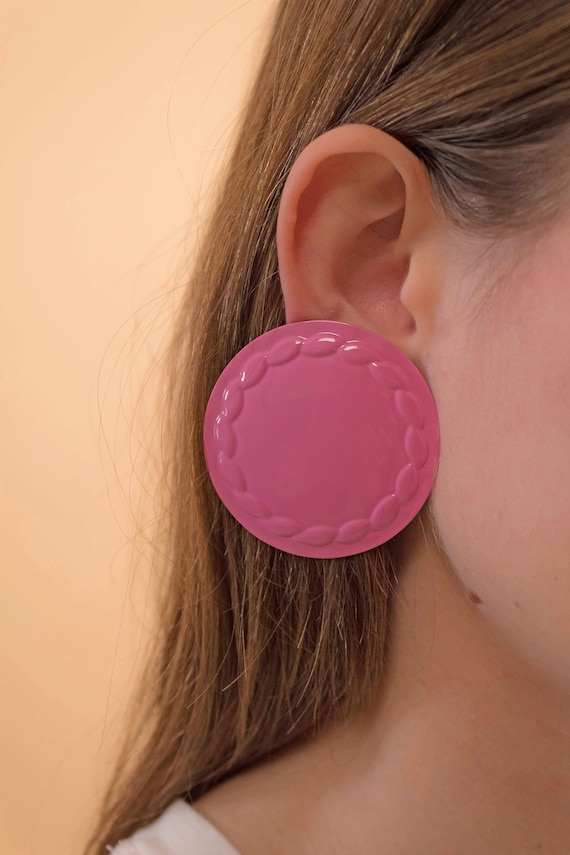 Round Earrings / Oversized Disc Earrings / Vintage