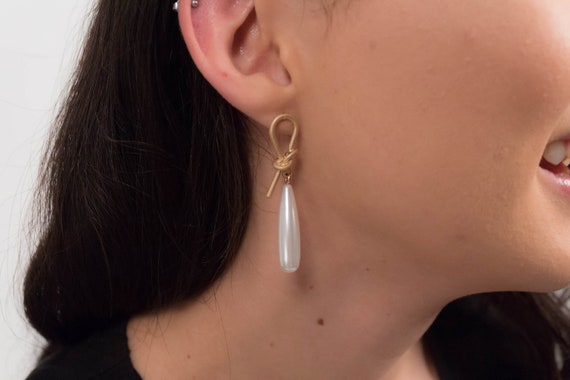 Faux PEARL Earrings. Ocean Earrings. Gold Knot Ea… - image 8