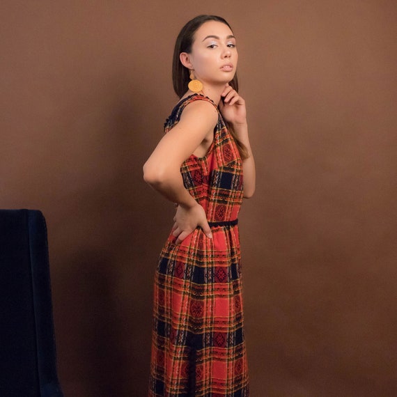 60s Wool Plaid Dress. Vintage 60s Maxi Dress. Vin… - image 6