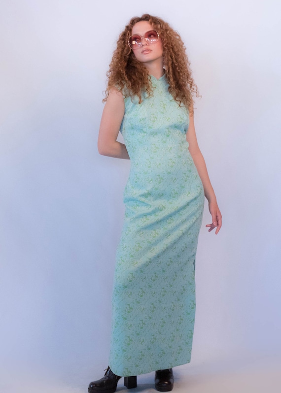 1960s Floral Brocade Maxi Dress size M/L - image 9