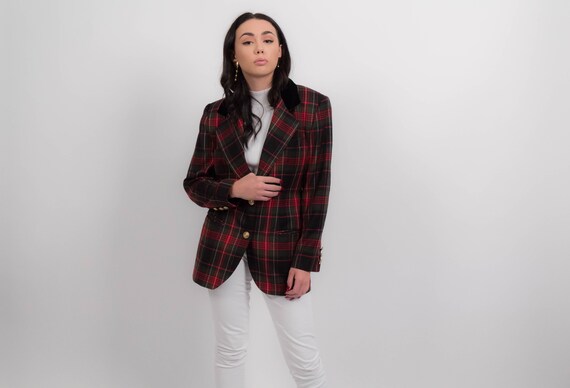 Vintage TARTAN PLAID Blazer. Vintage 80s Wool Blaz