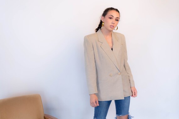 Minimal Pin-Striped Linen Menswear Blazer size XS/