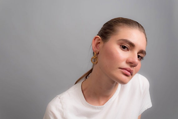 Hoop Earrings / Statement Earrings / 80s Hoop Ear… - image 7