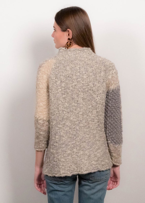 Chunky Knit Patchwork Wool Sweater fits sizes XS/… - image 8