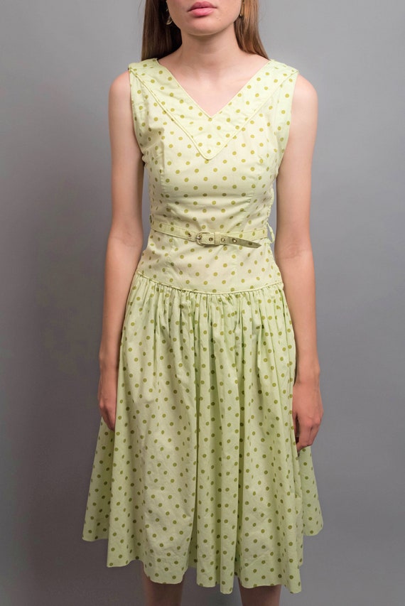 50s Vintage Dress / Polka-Dot Dress / Summer Dres… - image 3