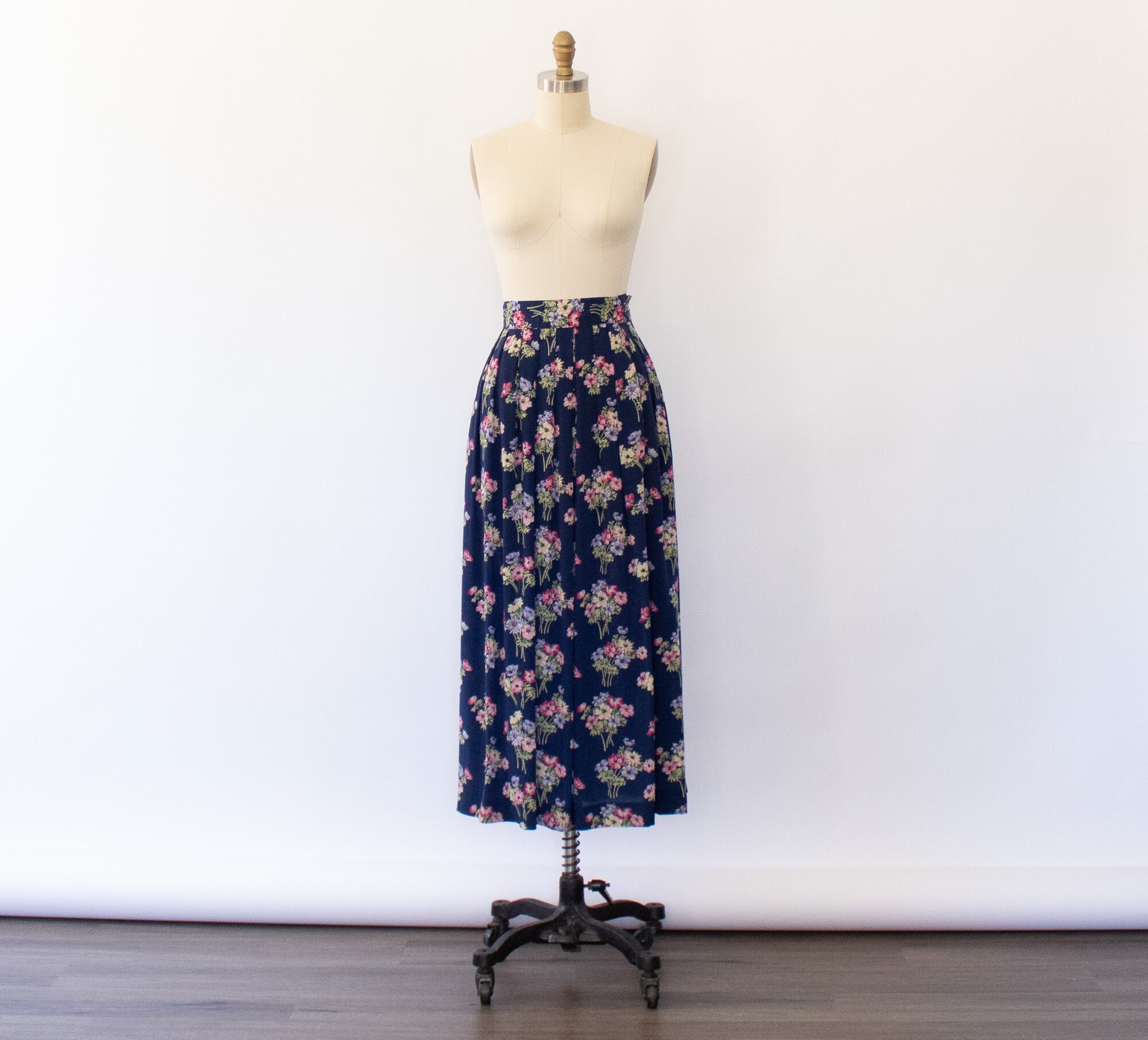 90s Floral Full Maxi Skirt, Vintage Cottagecore Skirt (XS) - Etsy