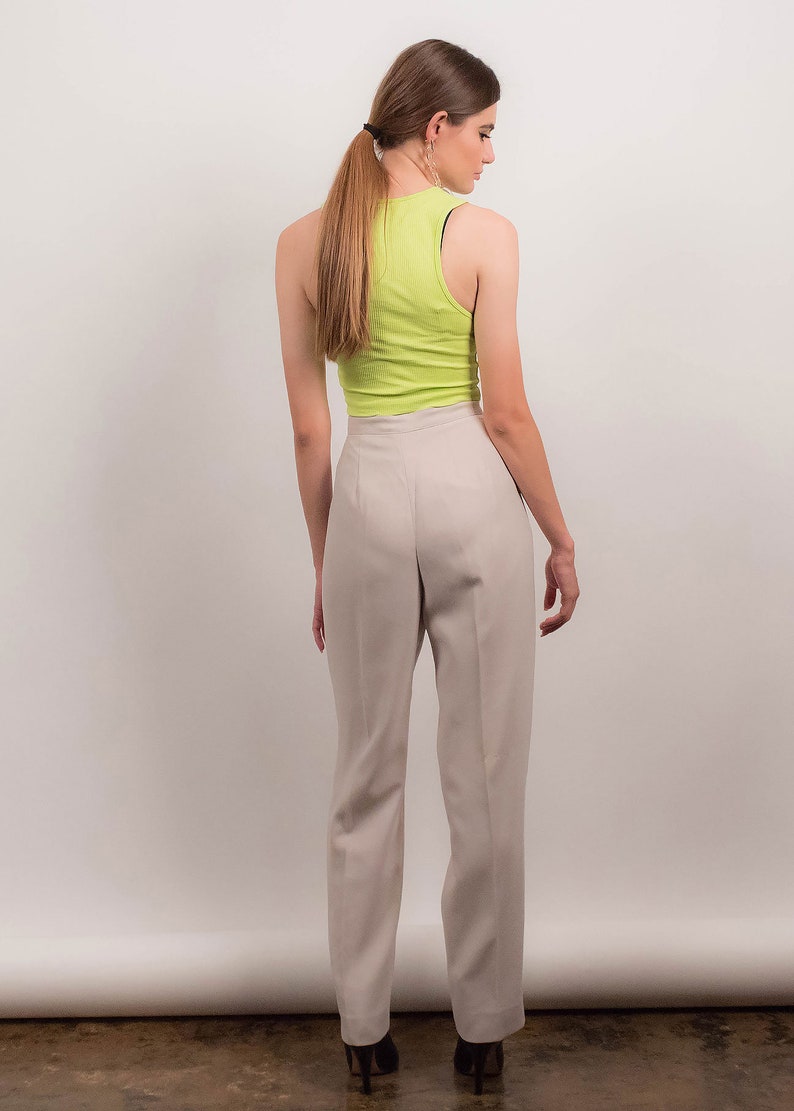 90s minimale Pant pak. Double-breasted broek pak. Broek met hoge taille. 90s minimale Blazer. Minimale Potlood rok. Mens slijtage pak. maat: S afbeelding 8