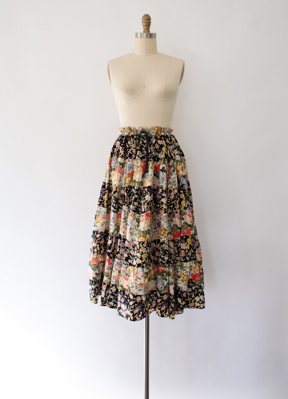 90s Floral Tiered Full Skirt, Vintage Adjustable … - image 3