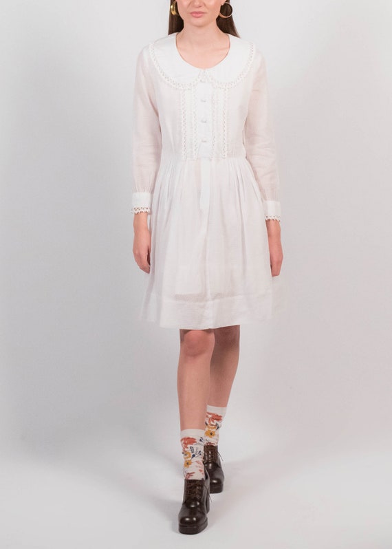 60s Swiss Dot Peter Pan Collar Dress Size S/M - Etsy