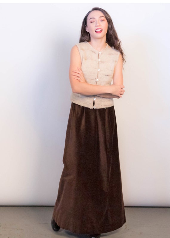 Brown Velvet Full Maxi Skirt size M - image 4