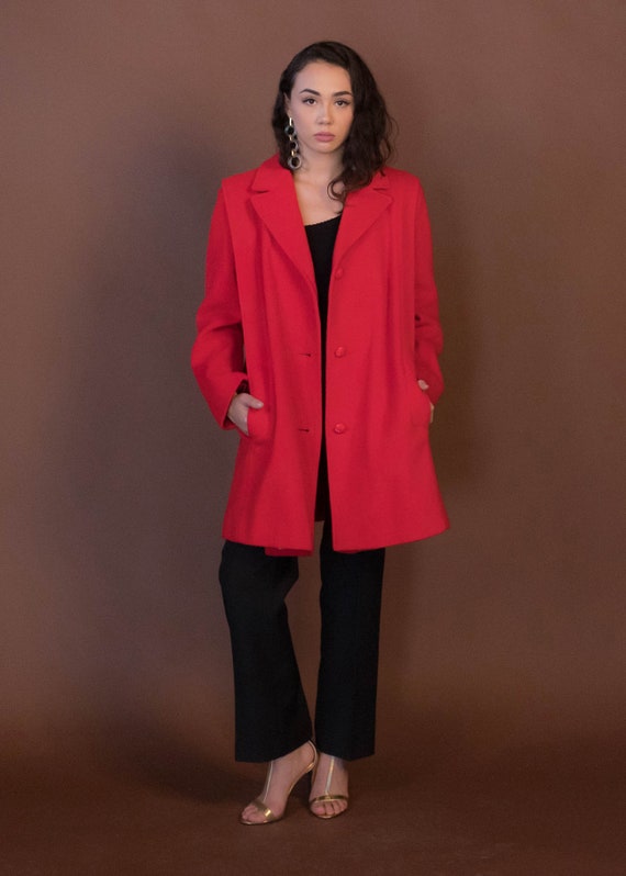 Oversized Structured Red Wool Coat sizes M/L - image 5