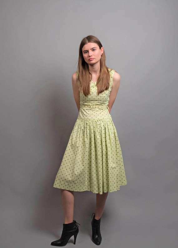 50s Vintage Dress / Polka-Dot Dress / Summer Dres… - image 7