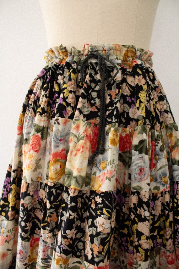 90s Floral Tiered Full Skirt, Vintage Adjustable … - image 5