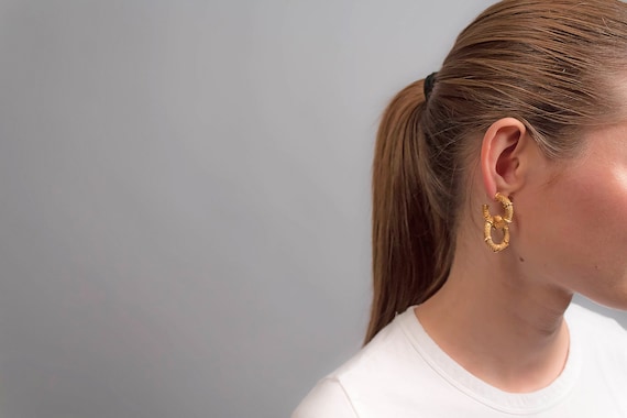 Hoop Earrings / Statement Earrings / 80s Hoop Ear… - image 2