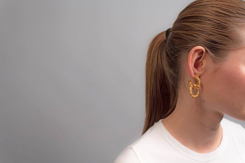 Hoop Earrings / Statement Earrings / 80s Hoop Earrings / Big Earrings / Gold Hoop Earrings / Statement Hoop Earrings image 2