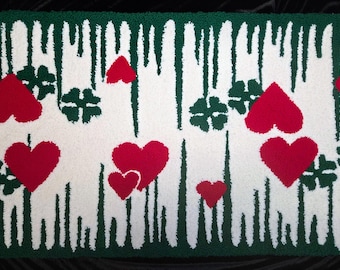 Handmade Pyrex - Inspired Throw Rug –24" x 35 1/2" Lucky in Love