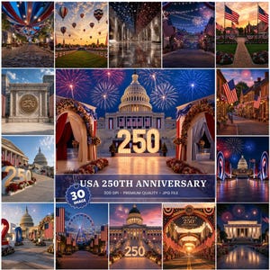 USA 250th Anniversary Digital Backdrop | Patriotic American Celebration Background | Instant Download