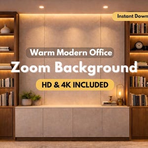 Warm Modern Office Zoom Background, Professional Virtual Meeting Backdrop (Instant Download)