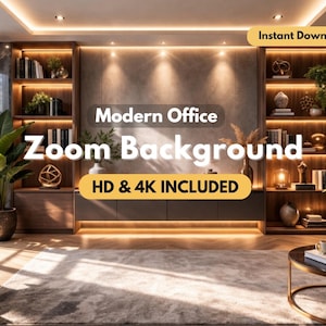 Warm Executive Office Zoom Background 4K HD, Professional Virtual Background, Instant Download