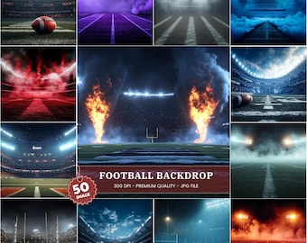 Football Digital Backdrop with Stadium Lights for Sports Photography