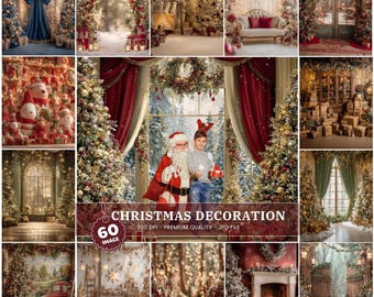 Christmas Decoration Backdrop, Winter Wonderland Scene (Digital Download)