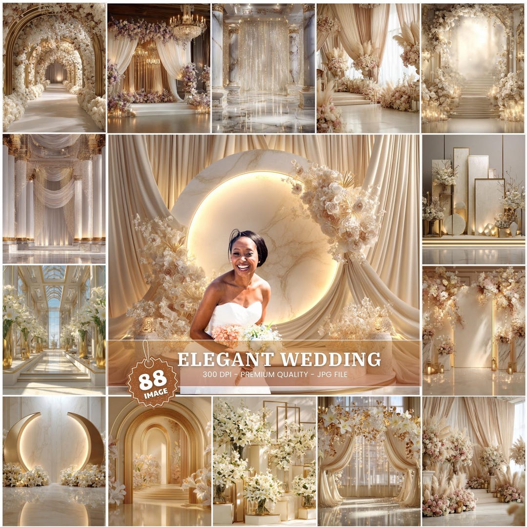 Elegant Wedding Digital Backdrop, Floral Drapes (digital Download) - Etsy