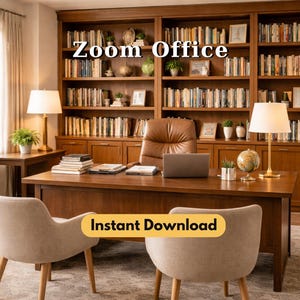 Professional Library Office Background, Bookshelf Room Virtual Backdrop, Home Workspace Scene