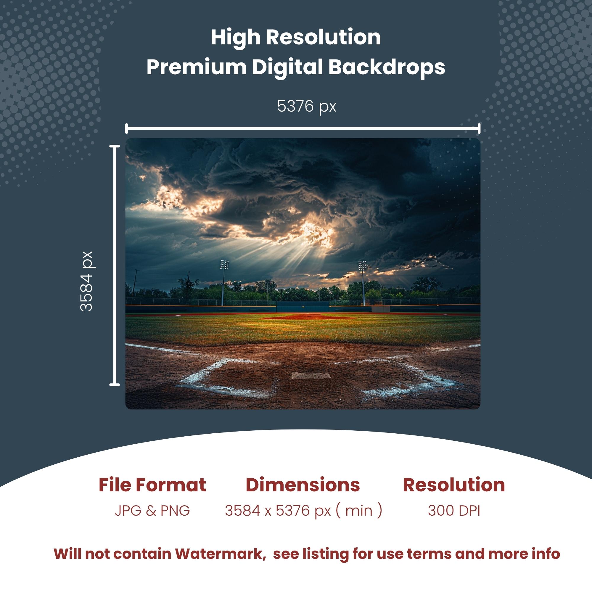 Baseball Field Digital Backdrop With Stadium Lights Scene - Etsy
