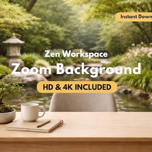 Zen-arbetsyta Zoom-bakgrund Japansk trädgård Virtuell kontorsbakgrund
