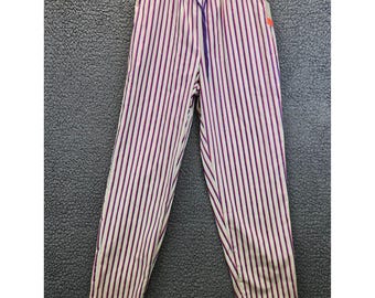 Vintage Lord Isaacs Striped Pants Trousers 6 USA Casual Retro Pink Purple White