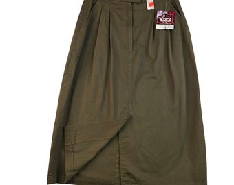 Vintage Woolrich Denim Midi Skirt Size 6 Olive Brown Western Prairie Cabincore
