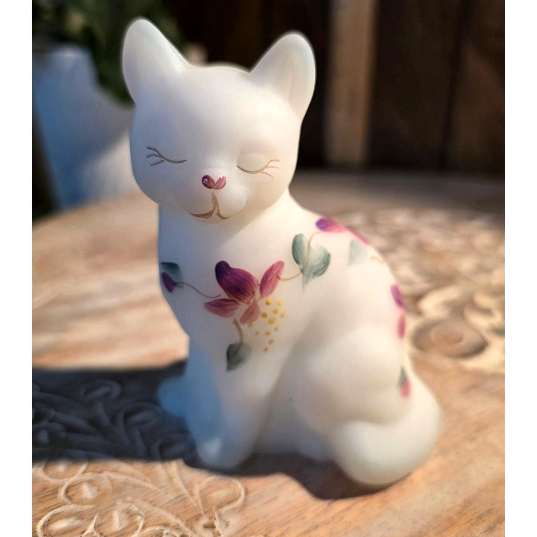 Fenton Cat Satin Figurines Handpainted - Etsy