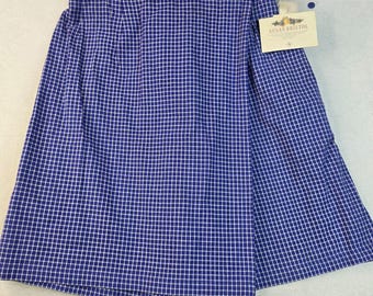 Vintage Susan Bristol Checkered Wrap Skort 8 Blue Deadstock Cotton Country 90s