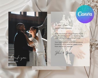 Wedding Thank You Card Template | Wedding Cards | Customizable Double-Sided | Digital Download | Canva