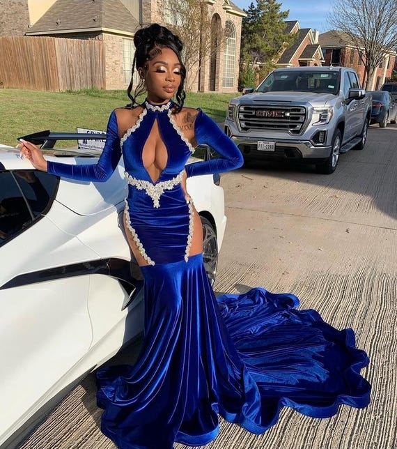 Royal Blue Velvet Mermaid Gown: Lace Appliqu Prom Dress - Etsy