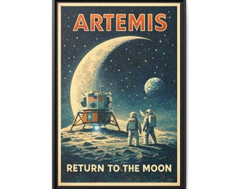 Artemis Return to the Moon Space Poster Matte Canvas Framed
