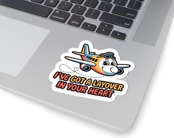 Cartoon Airplane Sticker | Aviation Pun Retro Travel Decal