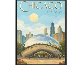Chicago The Bean vintage travel poster Canvas
