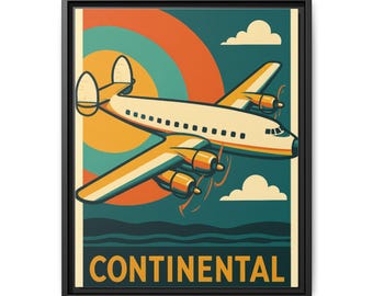 Lockheed Martin Continental Vintage Airplane Poster Matte Canvas, Framed