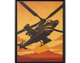 Śmigłowiec szturmowy AH-1 Cobra, płótno matowe, oprawiony | Dekoracja ścienna z motywem lotnictwa wojskowego