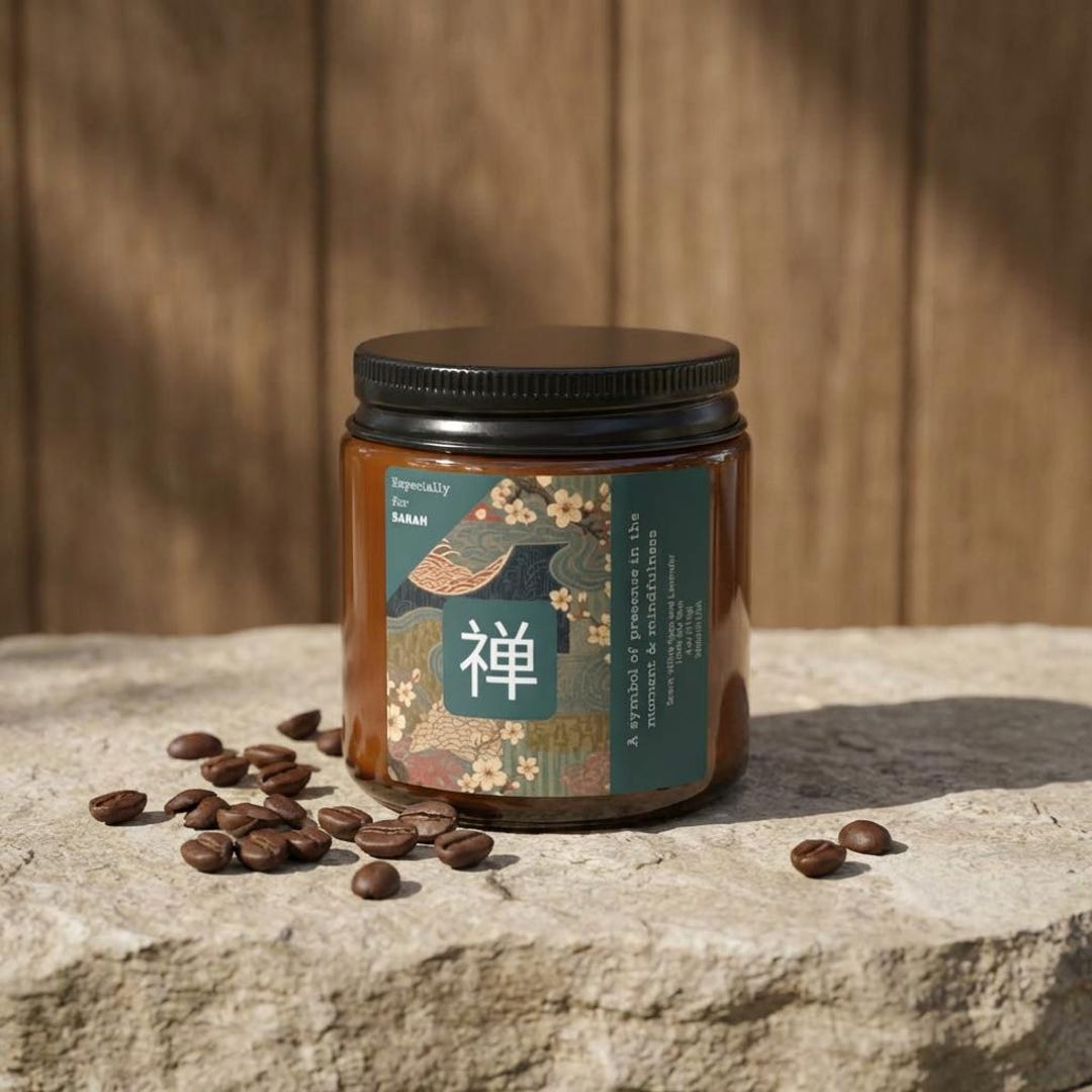 Zen Soy Candle With Japanese Kanji, Mindfulness Meditation Gift ...
