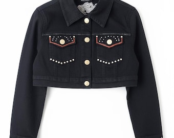 Black Denim Jacket Women (Size L)