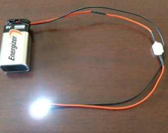 LED Light Assembly with micro switch and 9 volt battery snap connector