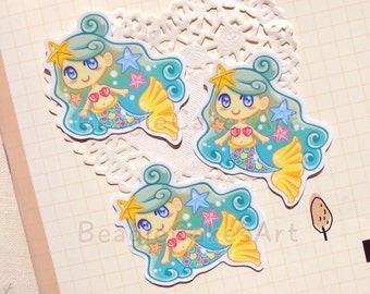 Princess Mermaid Sticker, Laptop Sticker, Waterproof Sticker, Mermaid Sticker, Princess Sticker, Cute Girl Sticker, Fairy Tale Sticker, Gift