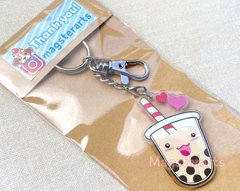 Bubble Tea Keychain. Cute Boba Charm. Phone Strap. Kawaii Phone Charm. Tapioca Bubble Tea Keychain. Kawaii Dust Plug. Anime Keychain. Gift.