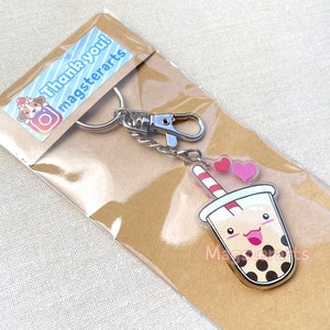Bubble Tea Keychain. Cute Boba Charm. Phone Strap. Kawaii Phone Charm. Tapioca Bubble Tea Keychain. Kawaii Dust Plug. Anime Keychain. Gift. image 1