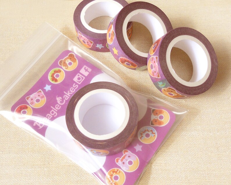 Donut Washi Tape. Planner Decoration. Kawaii Washi Tape. Cute Washi Tape. Masking Tape. Planner Supplies. Craft Tape. Animal Washi Tape. image 4